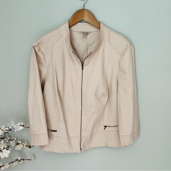 Roz & Ali Zip Front Twill Jacket Size XL - Picture 1 of 3